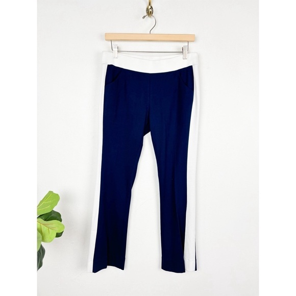 Belyn Key Navy Blue Side Stripe Knit Track Pants Sz S - Picture 2 of 9